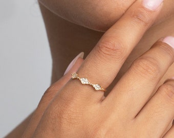 14K Gold Pave Stapelring, 925 Sterling Silber Pave Stacking Ring, Cz Diamant Ring, Schmuck für Frauen, handgemachter Schmuck, Geschenke für sie