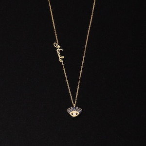 Evil Eye Necklace, Initial Necklace with Evil Eye, Name Necklace, Personalized Evil Eye Necklace, Minimalist Gift, Women