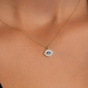 14K Solid Evil Eye Necklace, Necklaces for Women, 14K Gold Necklace, Gold Necklace, Gift For Her, Women Jewelry
