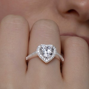 Heart Cz Diamond Engagement Ring, 925 Sterling Silver Promise Ring, Rings for Women, Statement Ring, Gifts For Her, Jewelry For Women