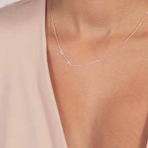 Collar con 2 iniciales, collar con letras, joyería personalizada, collar con nombre delicado, regalo para madres, plata, oro, oro rosa, collar con placa de nombre