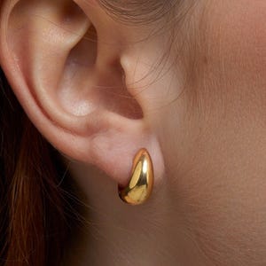 14K Gold Hinged Huggie Earrings - Handmade Silver Hoop Earrings, Handmade Jewelry, Minimalist Earrings, Chunky Hoops