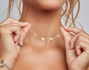 14K GOUDEN NAAM KETTING, gepersonaliseerde ketting, minimalistische ketting met naam, eerste kettingen, ketting voor vrouwen