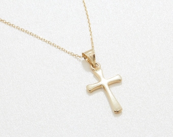 Small Cross Necklace, 14K Gold Christian Cross Pendant Necklace, Cross Charm Necklace, Minimalist, Necklace for women