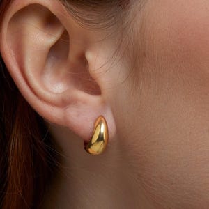 14K Gold Hinged Huggie Earrings - Handmade Silver Hoop Earrings, Handmade Jewelry, Minimalist Earrings, Chunky Hoops