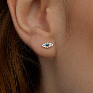 Evil Eye Stud Earrings - Silver Evil Eye Earrings - Gold Earrings - Dainty Hypoallergenic Studs - Diamonds Earrings - Evil Jewelry For Women