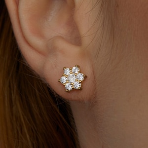 Star of David Earrings, Diamond Celestial Studs Earrings, 6 point Star Earring, Minimalist Earrings, Elegant Silver Celestial Jewelry