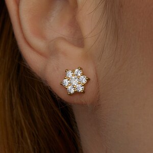 Shiny Six-Pointed Star Hexagram Clip-On Ear Cuff Earrings - Silver & Rose Gold With Pave CZ Stones
