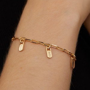 14K Gold Name Bracelet with Paperclip Chain, Multiple Name Bracelet, Bracelets for Women,Personalized Jewelry for Women, Gift For Her