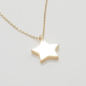 Collar de estrella, collar de estrella de oro macizo de 14 quilates, collar de estrella dorada, minimalista, joyería hecha a mano, collar para mujer