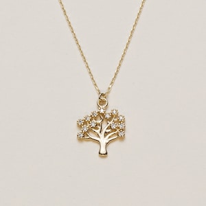14K Solid Gold Family Tree Necklace, Necklaces for Women, Tree of Life Necklace, Gold Necklace, Gift For Her, Women Jewelry