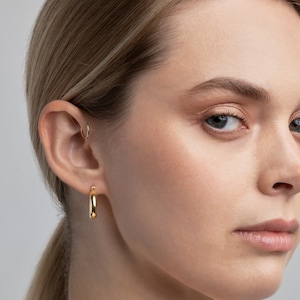 Chunky Hoop Earrings, 925 Sterling Silver Hoops, 14K Chunky Hoop Earrings, Silver Hoops, Dainty Small Hoops, Minimalist, Gifts For Her