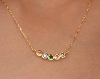 Family Birthstone Necklace, Children Birthstone Necklace, Birthstone Gift, Bridesmaid Gift, Gift for Mom, Birthday Gift, Birthstone Jewelry