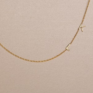 INITIAL NECKLACE, Dainty Personalized Sideways, Letter Name Necklace, Minimalist Necklace, Gold Necklace, Gift For Her, Gifts for Mom image 8