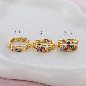 Gold Birthstone Ring - Family Birthstone Jewelry - Mother’s Day or Christmas Gift - Birthstone Gifts - Handmade Modern Birthstone Rings