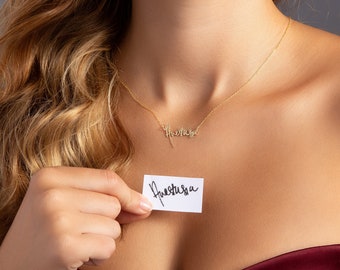 Actual Handwriting Name Necklace, Signature Necklace, Personalized Jewelry, Custom Dainty Jewelry for Her, Birthday Gift, Bridesmaid Gift