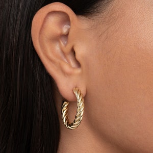 18K Gold Plated Twisted Hoop Earrings | Chunky Gold Spiral Hoops | Modern Statement Jewelry | Elegant Minimalist Earrings