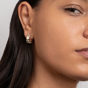 14K Gold Chunky Hoop Earrings, Cz Hoops, Everyday Stainless Steel Earrings, Gold Plated Waterproof earrings, Hypoallergenic Hoops Gifts