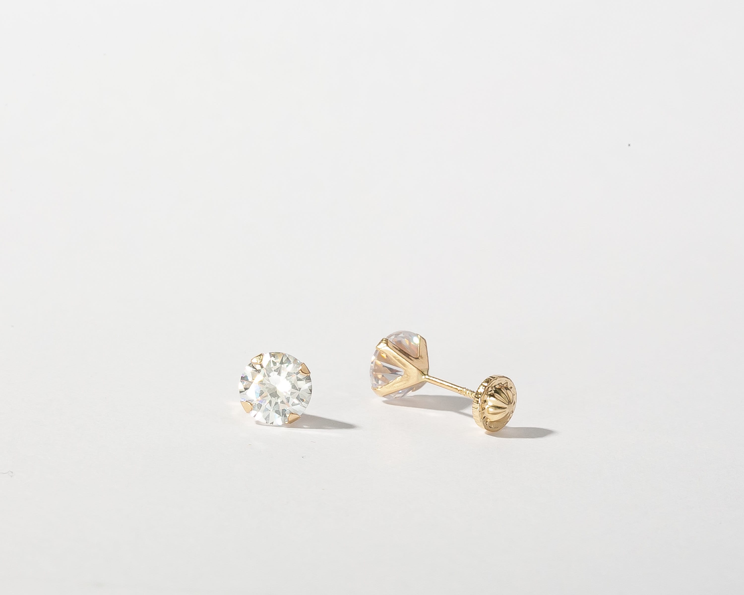 14K Solid Gold Stud Earring Studs Diamond Stud Earrings - Etsy