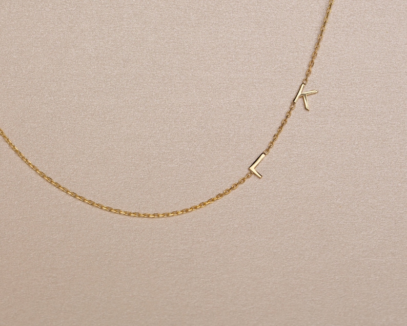 INITIAL NECKLACE, Dainty Personalized Sideways, Letter Name Necklace, Minimalist Necklace, Gold Necklace, Gift For Her, Gifts for Mom image 8