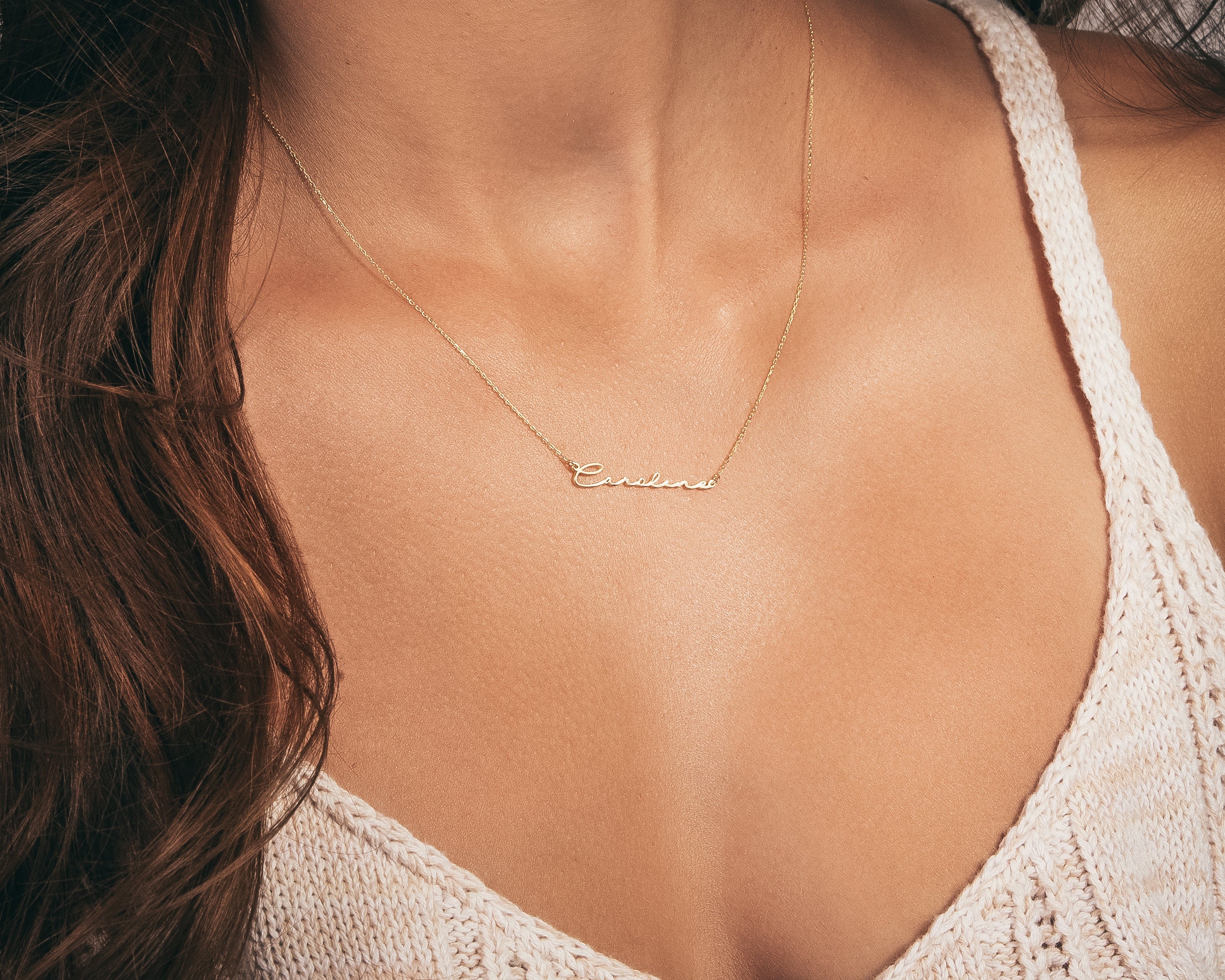 Gold Name Necklace, 14k Solid Gold, Women Necklace, Personalized jewe…