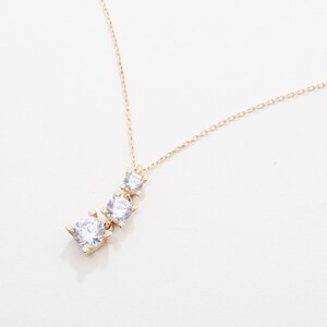 Dainty CZ Diamond Drop Necklace 14K Gold Plated Sterling Silver Minimalist Pendant Layering Necklace Elegant Gift for Her Trendy Jewelry image 6