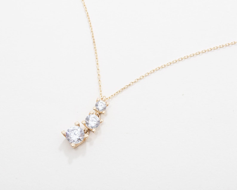 Dainty CZ Diamond Drop Necklace 14K Gold Plated Sterling Silver Minimalist Pendant Layering Necklace Elegant Gift for Her Trendy Jewelry image 6