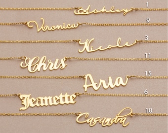 14K Gold Name Necklace, Personalized Gold Necklace, Custom Name Necklaces, Handmade Jewelry, Women Necklace, Minimalist