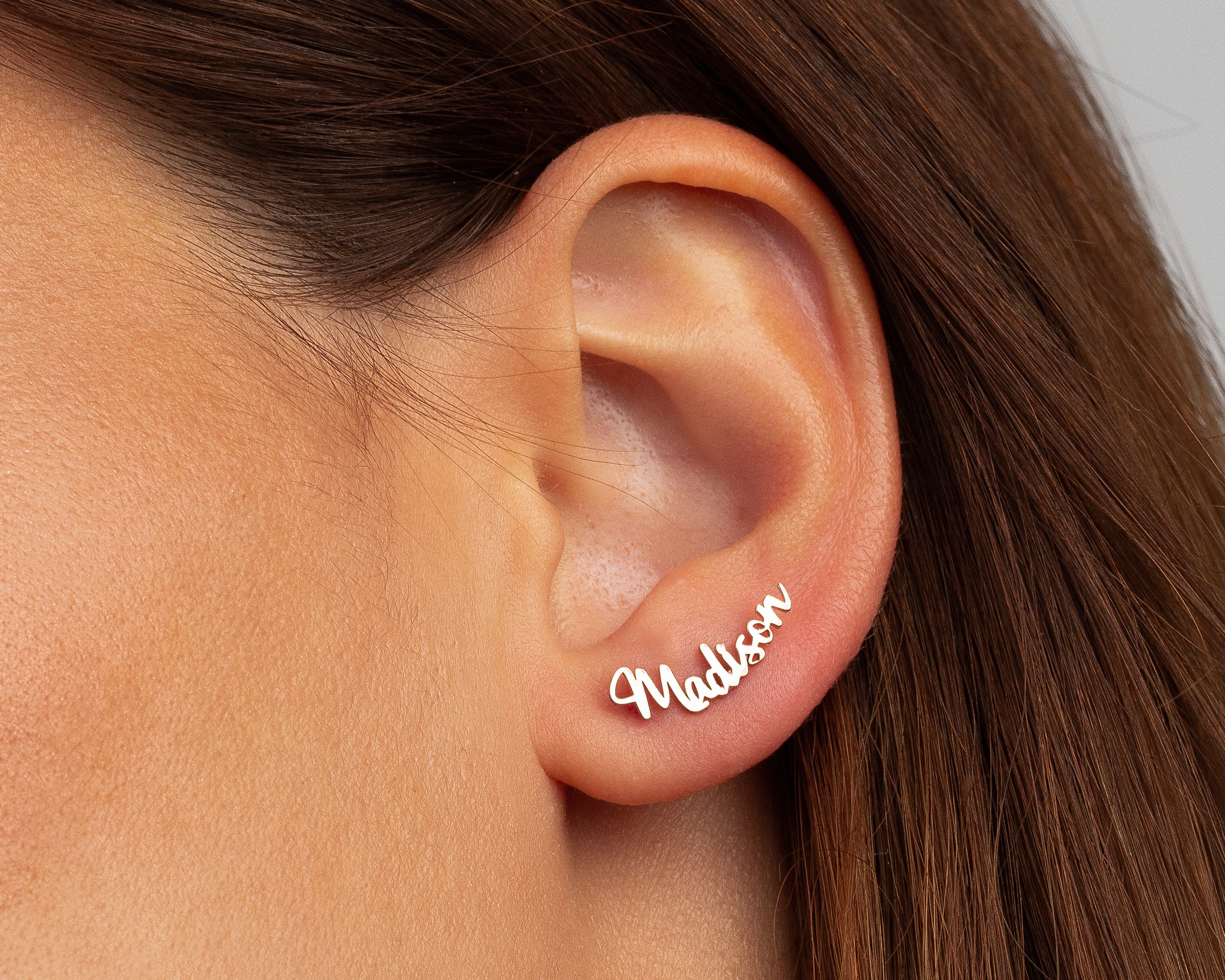 14K Name Earring, Personalized earrings, Stud Earring, 14K Gold Studs, Personalized Gifts, Women Jewelry, Personalized Gifts for Her