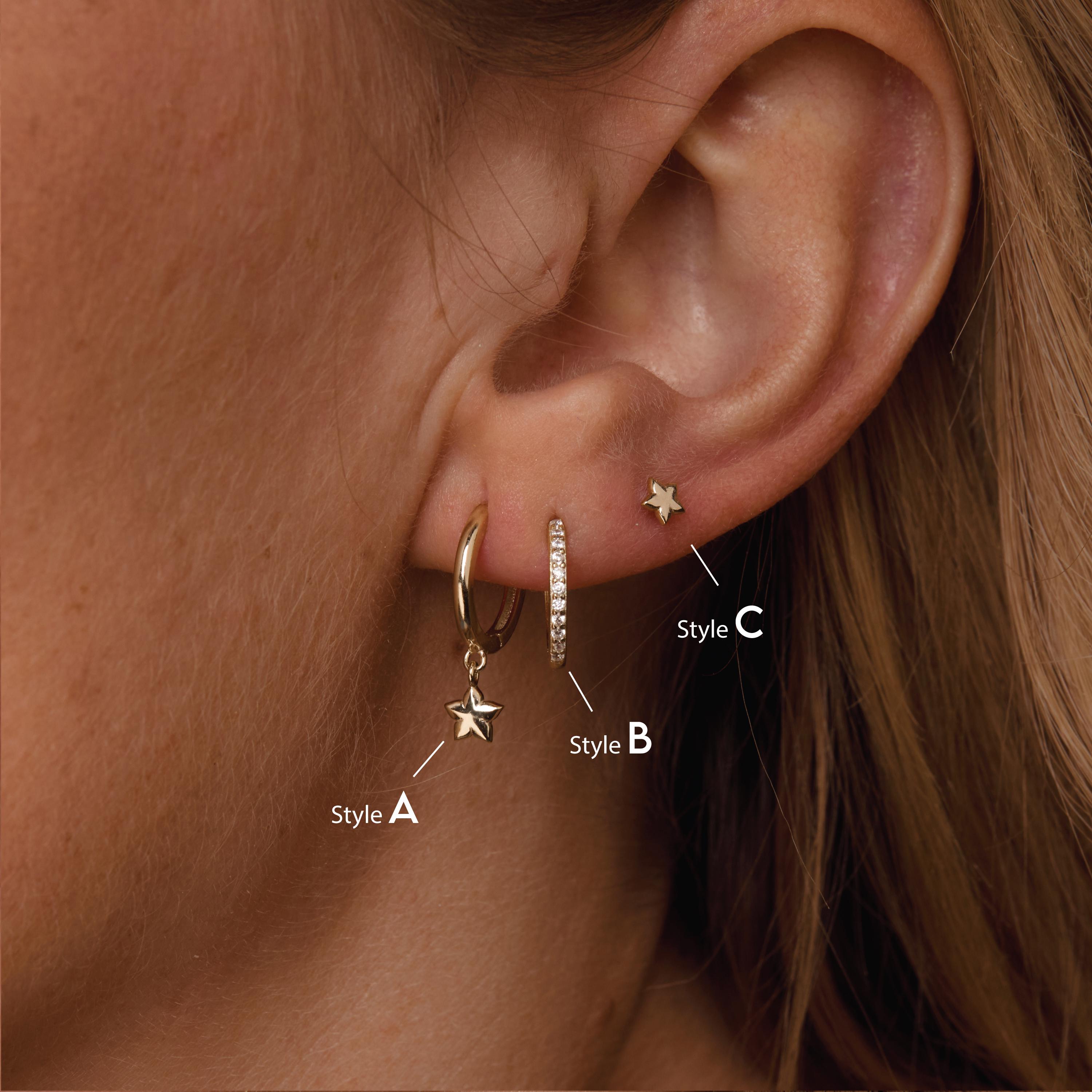 Set 12 Paia Orecchini Multiuso | Oro/Argento Con Cerchi, Luna E Stella, Catena | Per Piercing Multipli - 2