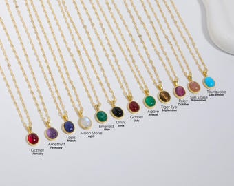 14K Gold Birthstone Necklace, Natural Birth Month Necklace- Personalized Gift for Women, Dainty Necklace, Gift for Her, Necklaces for Women
