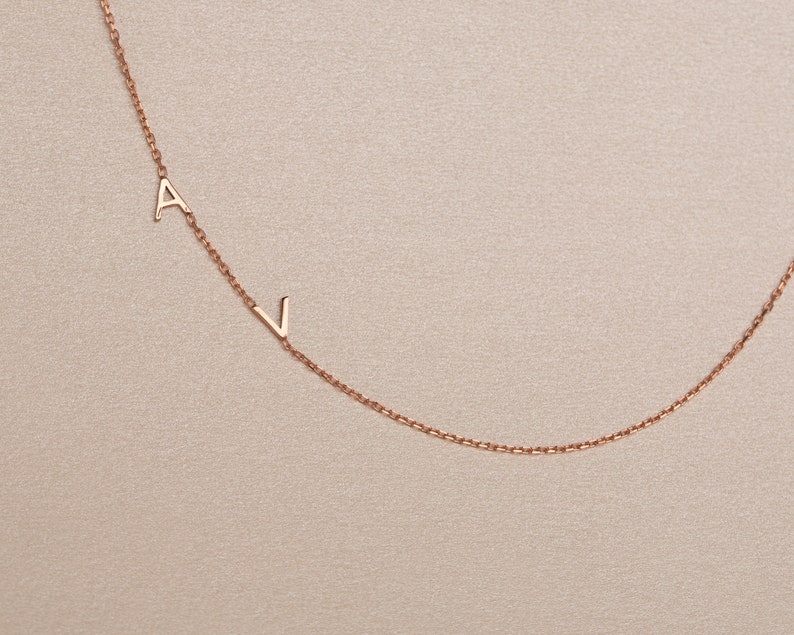 INITIAL NECKLACE, Dainty Personalized Sideways, Letter Name Necklace, Minimalist Necklace, Gold Necklace, Gift For Her, Gifts for Mom image 10