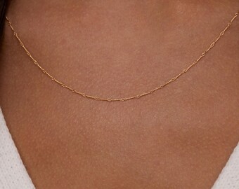 18 kt gouden ketting, sierlijke ketting, gedraaide ketting, waterdichte alledaagse ketting, gelaagde ketting,