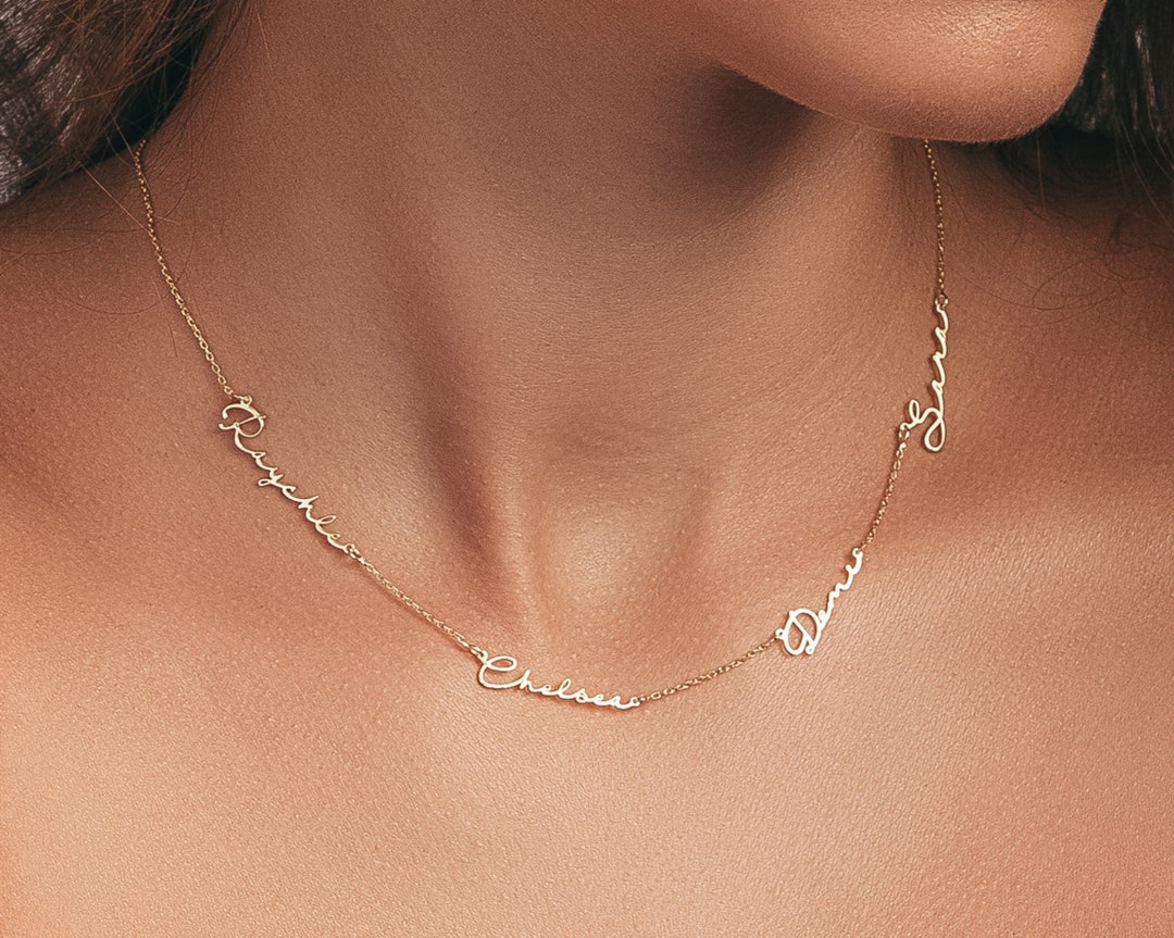 MULTIPLE NAME NECKLACE Family Necklace Children Names Necklace Mom Necklace Kids Name Necklace Minimalist Etsy
