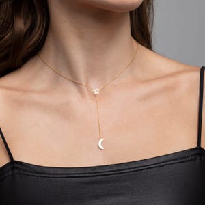 Star and Moon Necklace, Sterling Silver Charm Necklace, Pendant Necklace, Dainty Necklace, Minimalist, Handmade Jewelry, Necklace for women