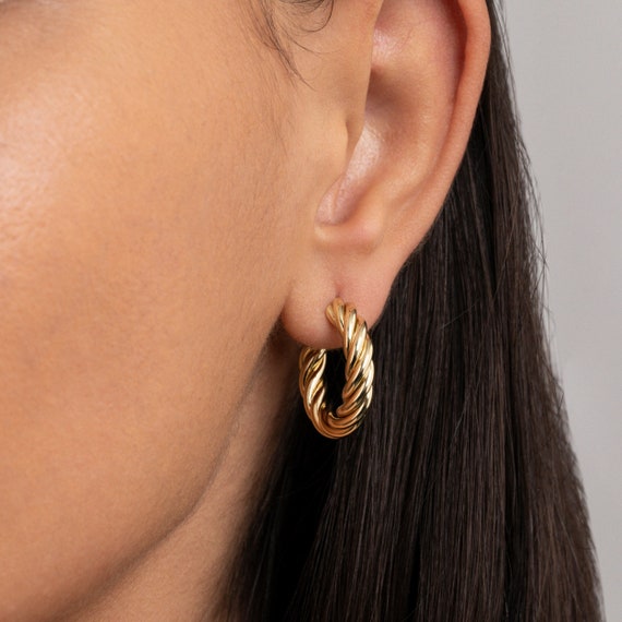 Boucles D'Oreilles Créoles - Or Jaune - Torsadées L'ATELIER D'AZUR | MATY