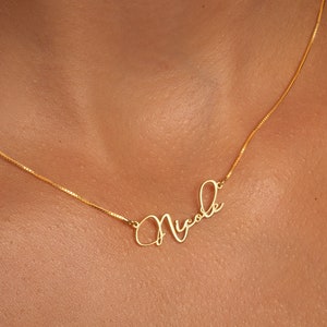 Collar con nombre en oro macizo de 14 quilates - Collar con nombre - Collar personalizado - Joyería con nombre - Collar para mujer - Plata de ley 925 - Regalo