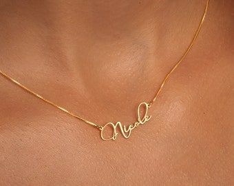 14K Solid Gold Name Necklace - Necklace with Names - Personalized Necklace - Name Jewelry - Necklace for Women -925 Sterling Silver - Gift