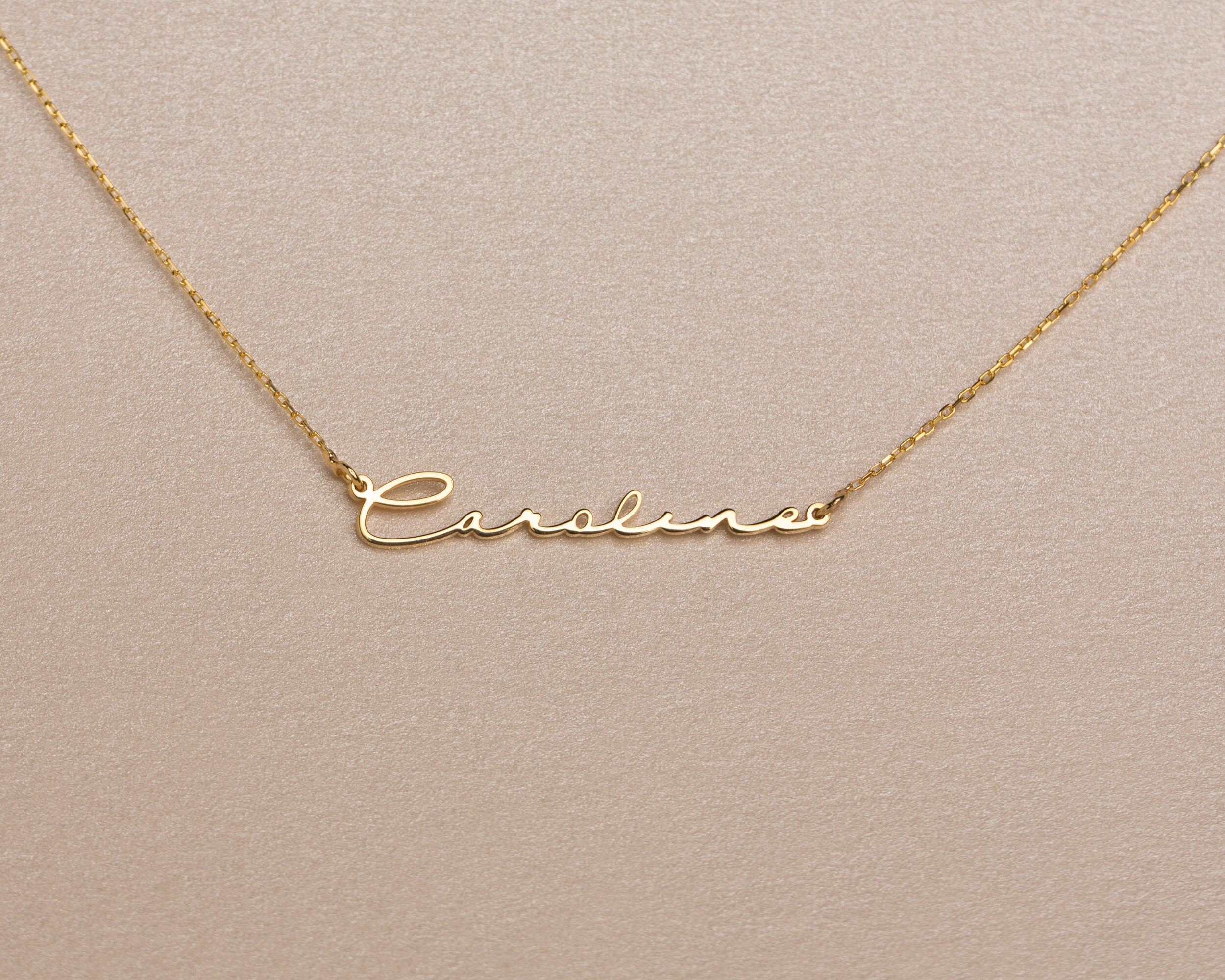 Gold Name Necklace 14k Solid Gold Women Necklace Etsy