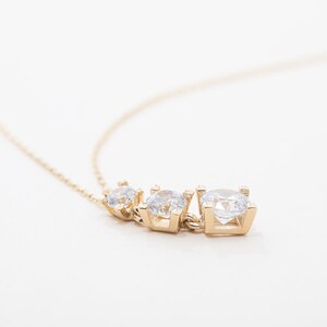 Dainty CZ Diamond Drop Necklace 14K Gold Plated Sterling Silver Minimalist Pendant Layering Necklace Elegant Gift for Her Trendy Jewelry image 4