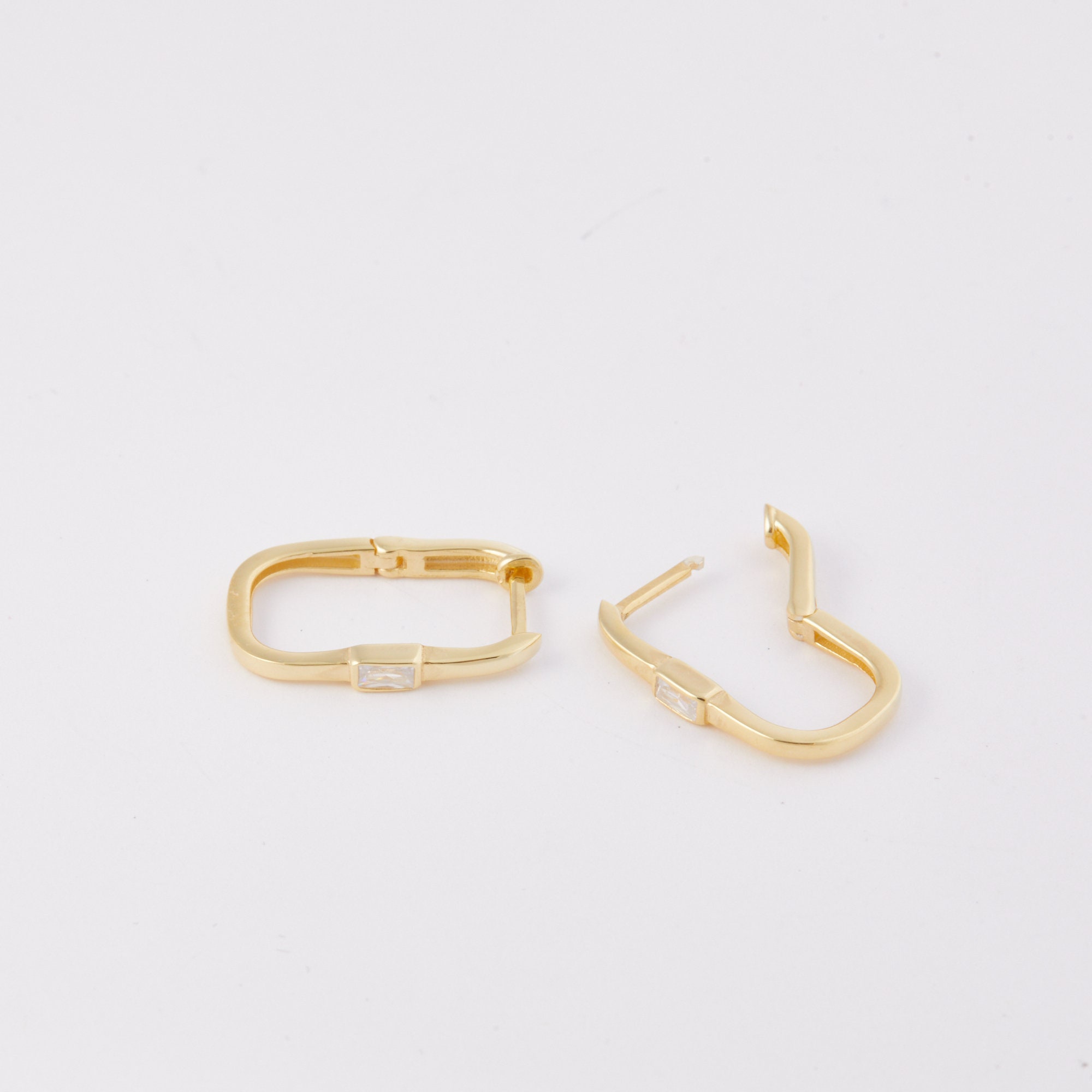 [ILYAND] 韓国ブランド☆14K☆Square Unballance Hook Earrings Korean new fashion jewelry 14K gold plated luxury full