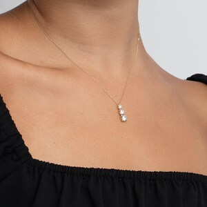 Dainty CZ Diamond Drop Necklace 14K Gold Plated Sterling Silver Minimalist Pendant Layering Necklace Elegant Gift for Her Trendy Jewelry image 5