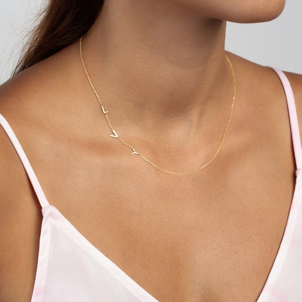 INITIAL NECKLACE, Dainty Personalized Sideways, Letter Name Necklace, Minimalist Necklace, Gold Necklace, Gift For Her, Gifts for Mom