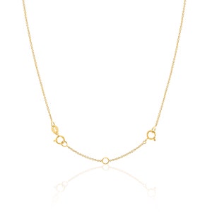 May include: A gold chain necklace with a lobster clasp closure.