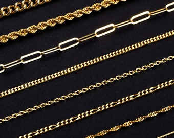 Collar de cadena en capas, cadena minimalista de plata, clip, giro, bordillo, cuerda, fígaro, enredadera, caja, cable, delicado, collares para mujeres