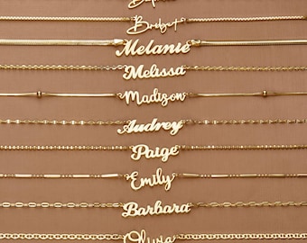 14K Gold Name Necklace, Personalized Name Pendant Necklace, Custom Name Necklace, Minimalist Name Jewelry for Women, Gift for Her