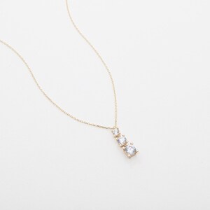 Dainty CZ Diamond Drop Necklace 14K Gold Plated Sterling Silver Minimalist Pendant Layering Necklace Elegant Gift for Her Trendy Jewelry image 3