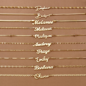 14K gouden naamketting, gepersonaliseerde naamketting, aangepaste naamketting, minimalistische naamsieraden voor vrouwen, cadeau voor haar