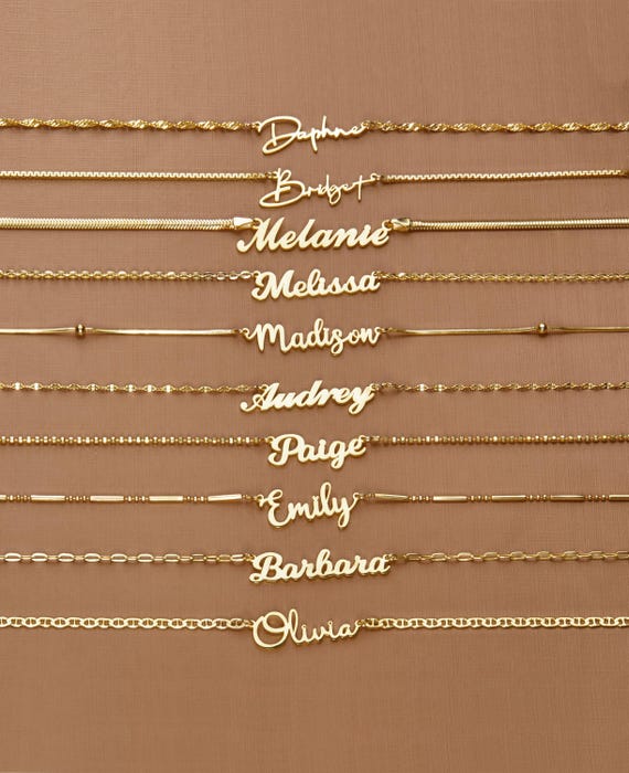 14K Gold Name Necklace, Personalized Name Pendant Necklace, Custom Name Necklace, Minimalist Name Jewelry for Women, Gift for Her