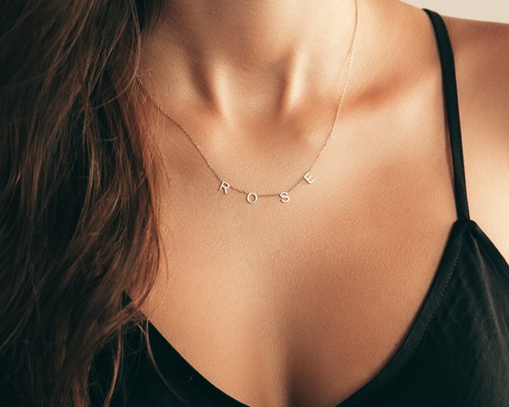 Custom Letter Name Necklace Dainty Name 